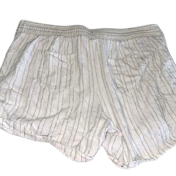 Per Se Womens XL Striped Linen-Viscose Blend Shorts With Drawstring Waist - Picture 5 of 6